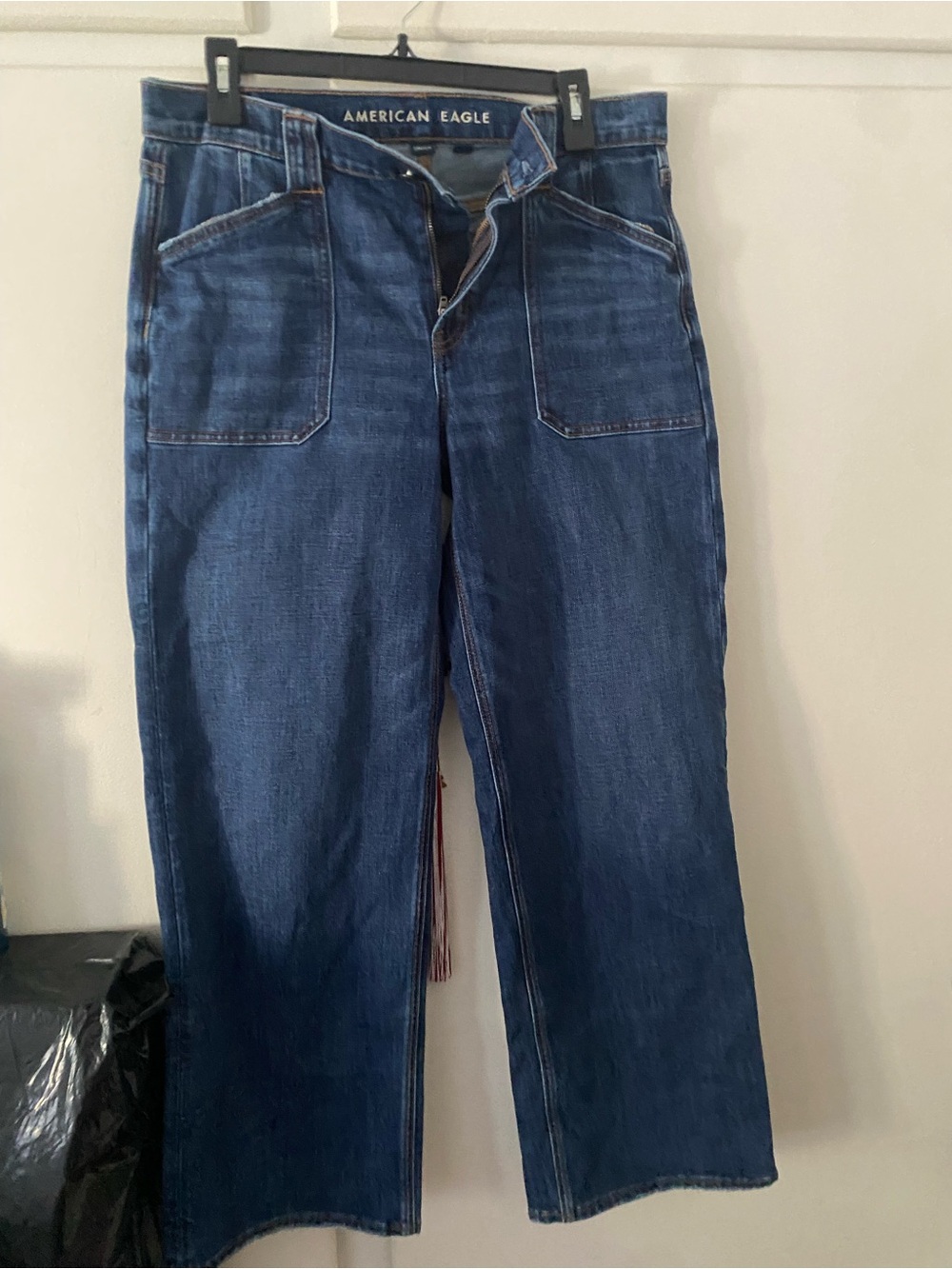 American Eagle Outfitters High-Rise Wide-Leg Blue Jeans